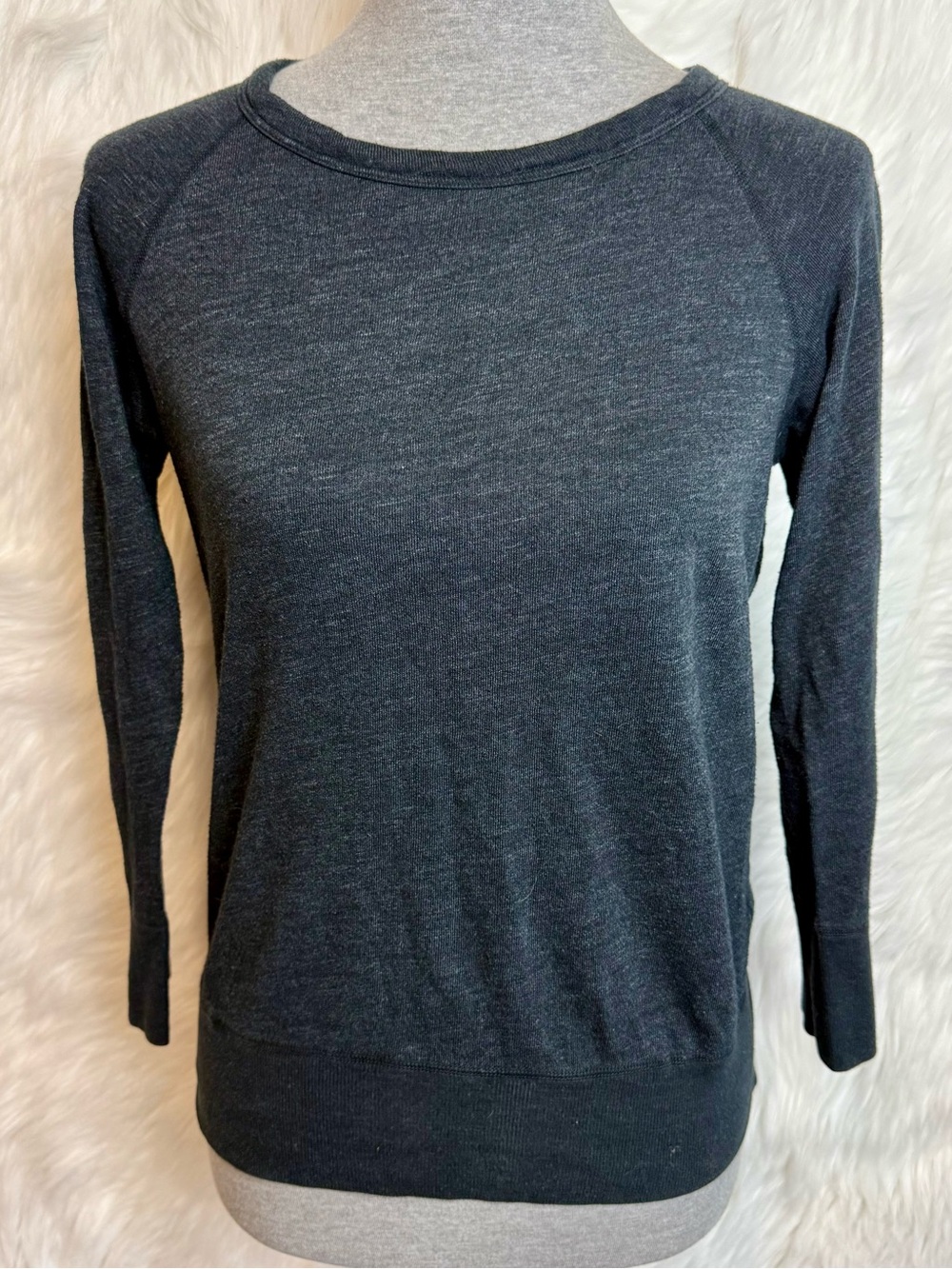 Standard James Perse Distressed Sweatshirt Black Dark Gray Long Sleeve Modal